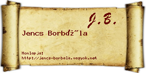Jencs Borbála névjegykártya
